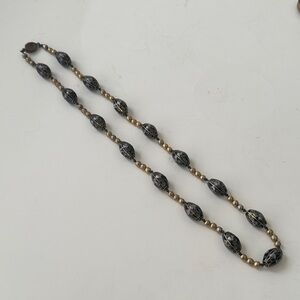 Chic Black and Gold Beaded Necklace